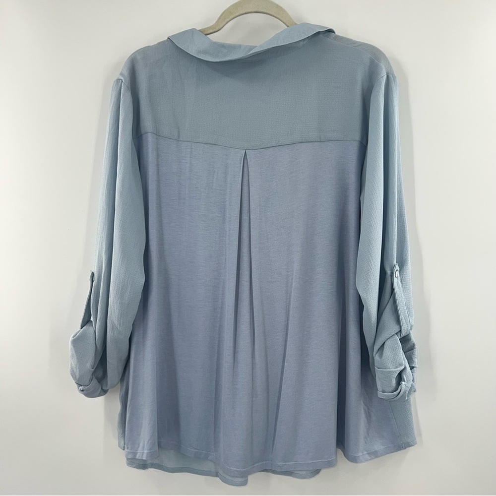 Ava & Viv NWT Long Sleeve Collared Utility Pocket Shirt in Blue size 2X - Picture 4 of 7